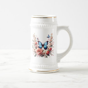 Personalized Happy Birthday Butterfly Floral-96280 Beer Stein