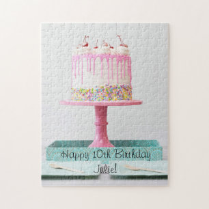 Personalized Happy Birthday Cake Jigsaw Puzzle