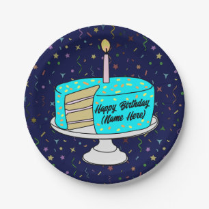 Personalized Happy Birthday Cake - Paper Plates