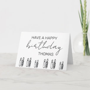 Personalized Happy Birthday Candles Minimalistic Card