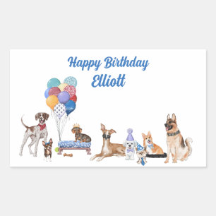 Personalized Happy Birthday Canine Dog Breeds Sticker