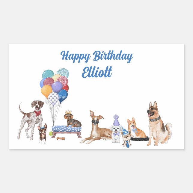 Personalized Happy Birthday Canine Dog Breeds Sticker (Front)