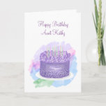 Personalized Happy Birthday Card for Aunt<br><div class="desc">This card says Happy Birthday Aunti,  but you can change the text to say whoever you want. Pretty purple and pink watercolor cake birthday card.</div>