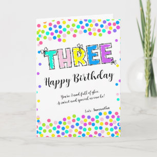 Personalized Happy Birthday Card Girl Age 3