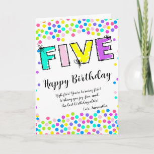 Personalized Happy Birthday Card Girl Age 5