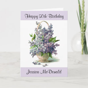 Personalized Happy Birthday Card with Lilacs