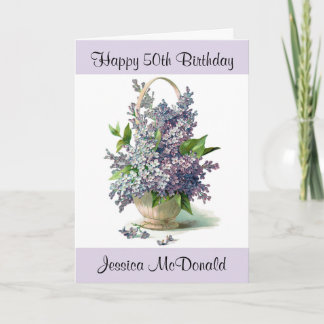 Personalized Happy Birthday Card with Lilacs