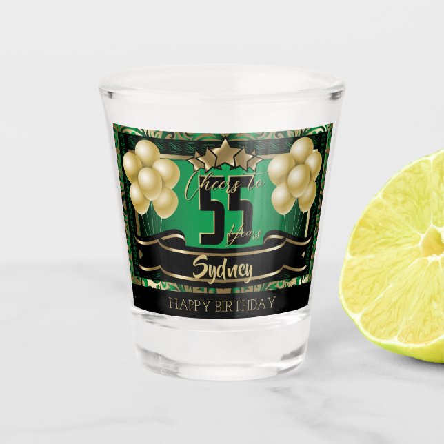Personalized Happy Birthday Celebration - Green Shot Glass (Front)
