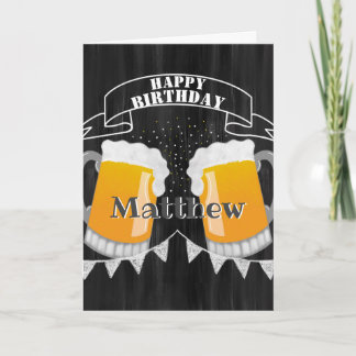 Personalized Happy Birthday Chalkboard Beer Glass Card
