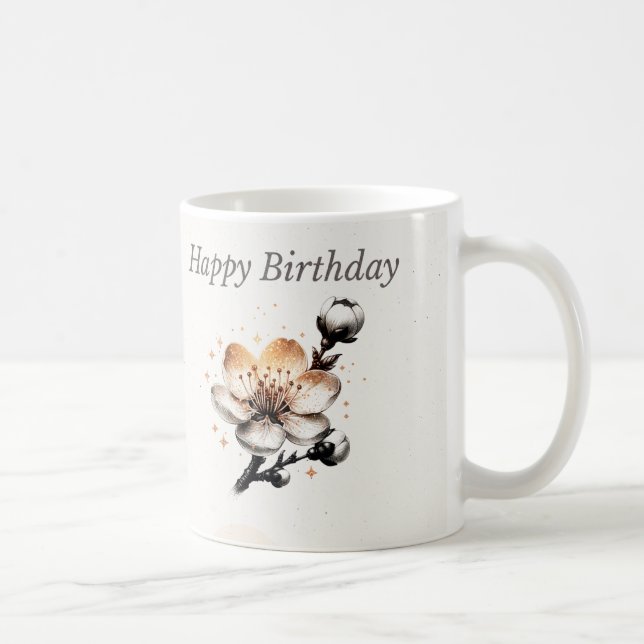 Personalized Happy Birthday Cherry Blossom Mug (Right)