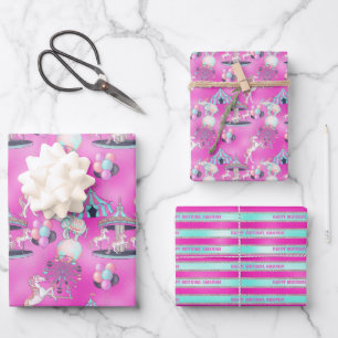 Personalized Happy Birthday Circus Wrapping Paper Sheet