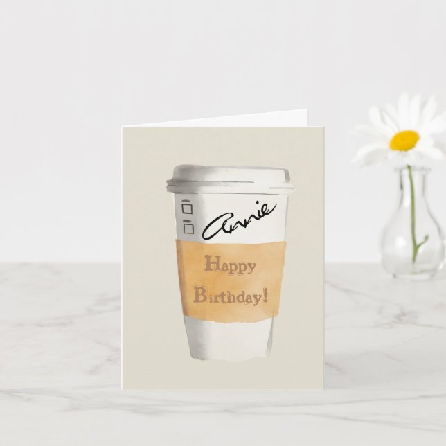 Personalized Happy Birthday Coffee Card (Small Plant)