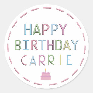 Personalized Happy Birthday Colorful Letters Cake  Classic Round Sticker