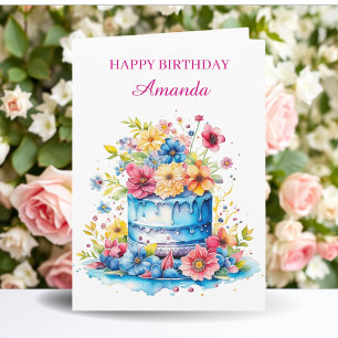 Personalized Happy Birthday   Colouring Page Card
