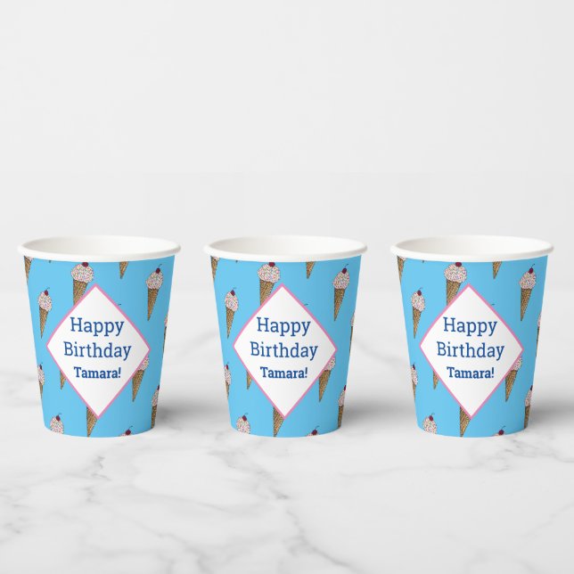 Personalized Happy Birthday Cups - Van Ice Cream (Multi)