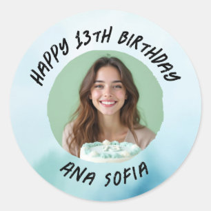 Personalized Happy Birthday Custom Name Any Age Classic Round Sticker