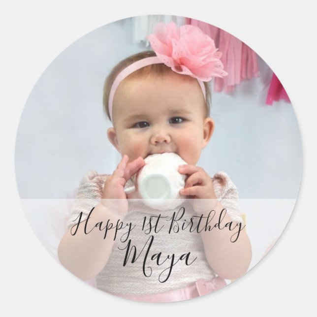 Personalized Happy Birthday Custom Photo Stickers (Front)