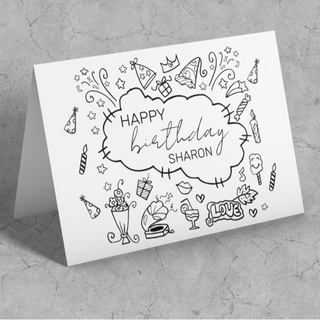 Personalized Happy Birthday Doodle Art Card (Creator Uploaded)