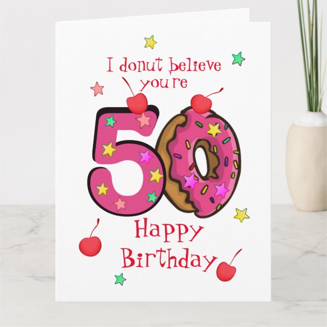 Personalized Happy Birthday Doughnut Decades Card (Front)