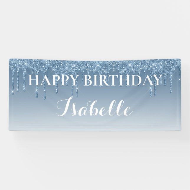 Personalized Happy Birthday Dripping Glitter Banner (Horizontal)