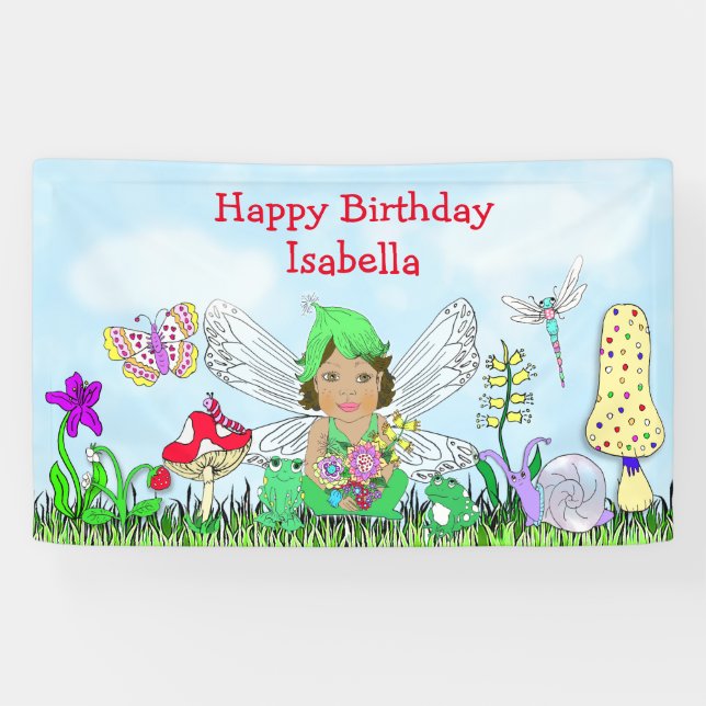 Personalized Happy Birthday Fairy Tale Themed Banner (Horizontal)