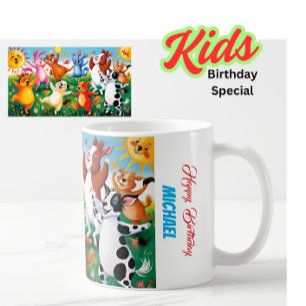 Personalized Happy Birthday Farm Animals Kids Mug