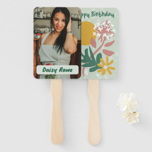 Personalized Happy Birthday Floral Fan Faces 