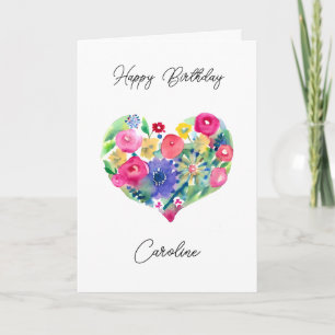 Personalized Happy Birthday Floral Wreath Card