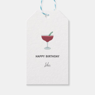 Personalized Happy Birthday Gift Tag with Cocktail