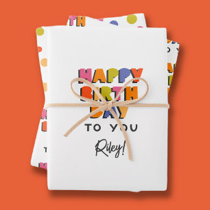 Personalized Happy Birthday Gift Wrapping Paper Sheet