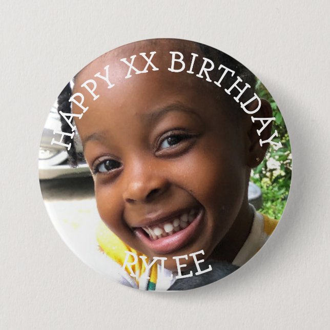 Personalized Happy Birthday Girl Button (Front)