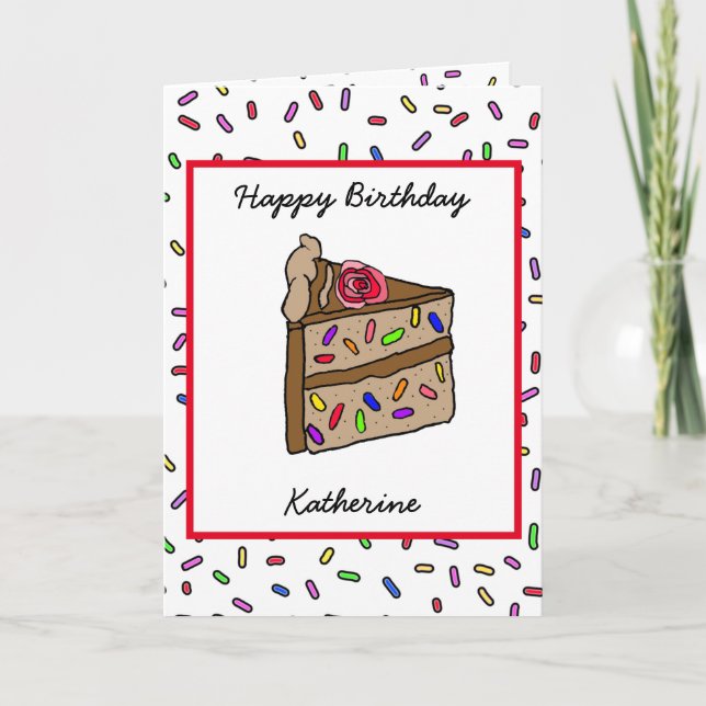 Personalized Happy Birthday Hand drawn Whimsical Card (Front)
