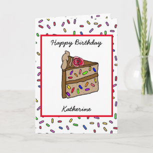 Personalized Happy Birthday Hand drawn Whimsical Card