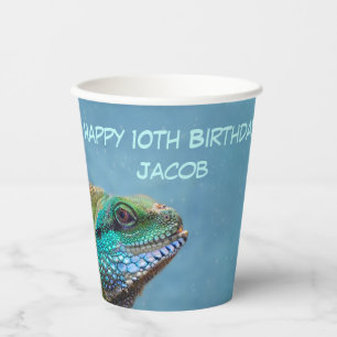 Personalized Happy Birthday Iguana Template Paper Cups