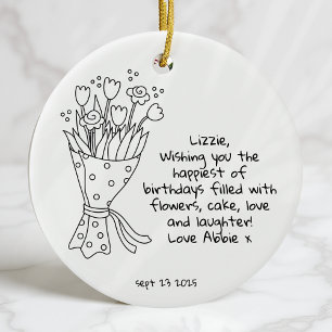 Personalized Happy Birthday Keepsake Ceramic Ornament