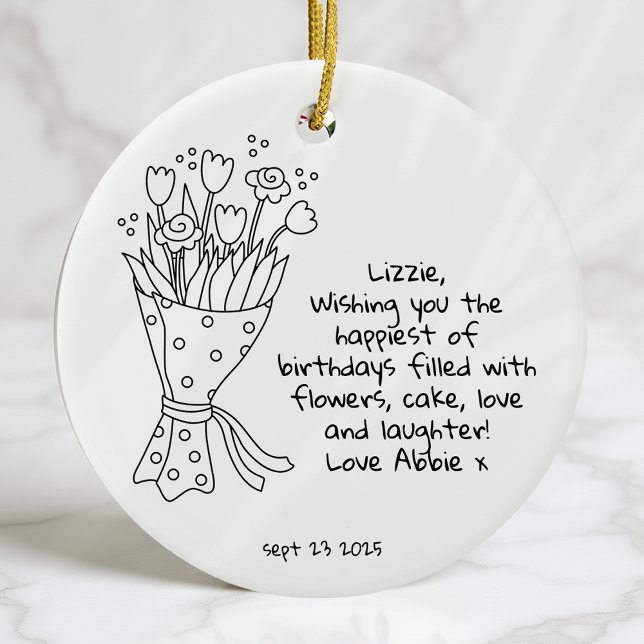 Personalized Happy Birthday Keepsake Ceramic Ornament (Creator Uploaded)