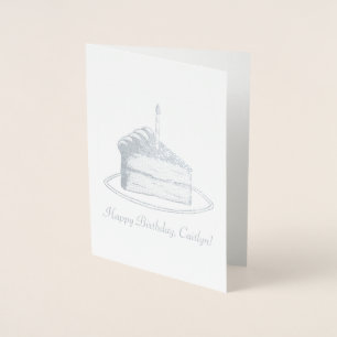 Personalized Happy Birthday Layer Cake Slice Foil Card