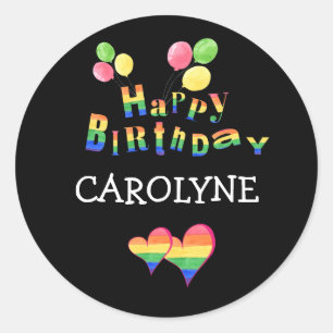 Personalized Happy Birthday LGBTQ+ Classic Round Sticker