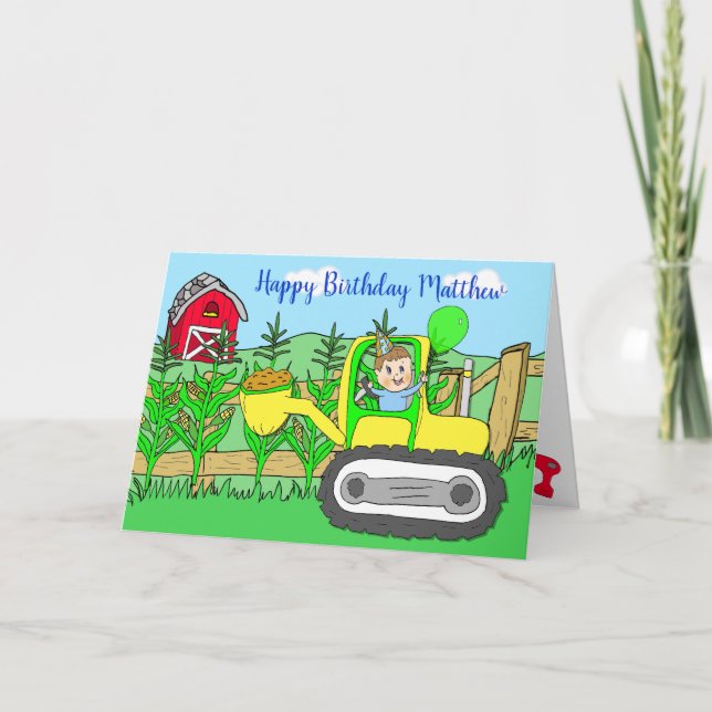 Personalized Happy Birthday Little Boy's Card (Front)
