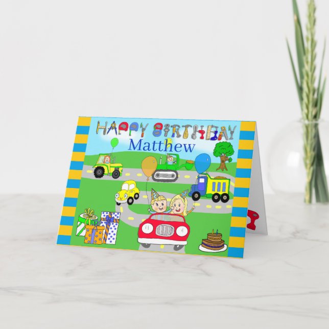 Personalized Happy Birthday Little Boy's Card (Front)