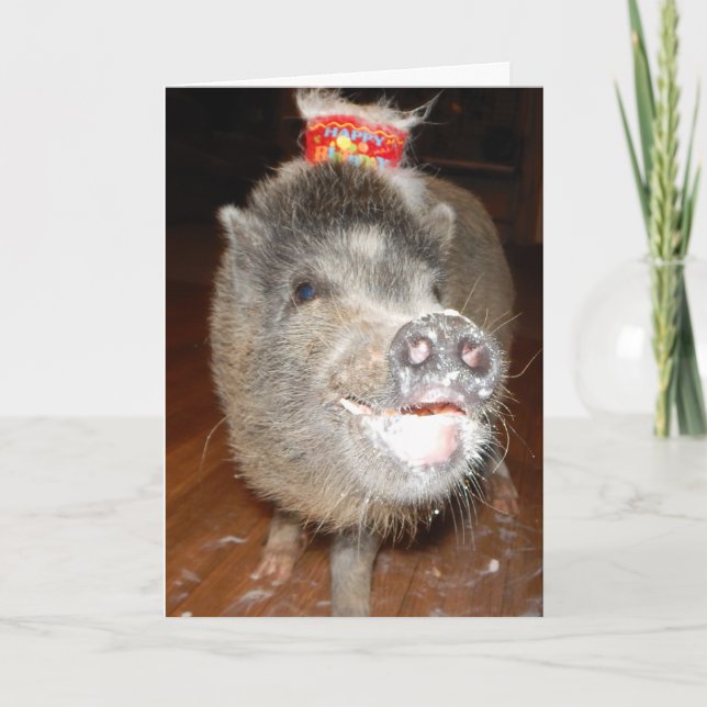 Personalized Happy Birthday Mini Pig Card (Front)