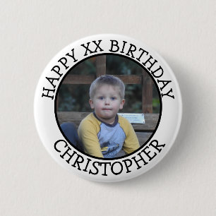 Personalized Happy Birthday Name and Age   2 Inch Round Button