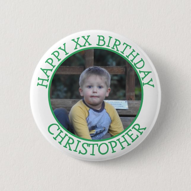 Personalized Happy Birthday Name and Age  2 Inch Round Button (Front)