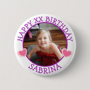 Personalized Happy Birthday Name and Age 2 Inch Round Button