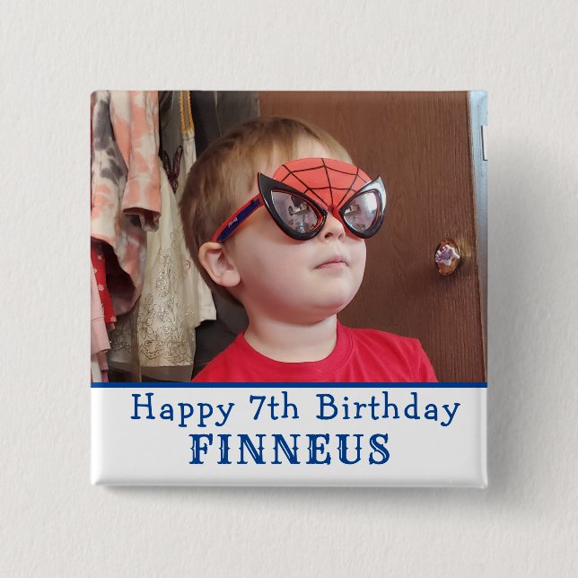 Personalized Happy Birthday Name and Age     2 Inch Square Button (Front)