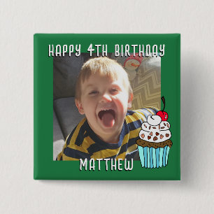 Personalized Happy Birthday Name and Age 2 Inch Square Button