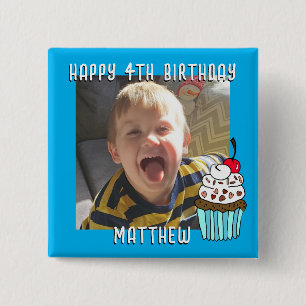 Personalized Happy Birthday Name and Age 2 Inch Square Button