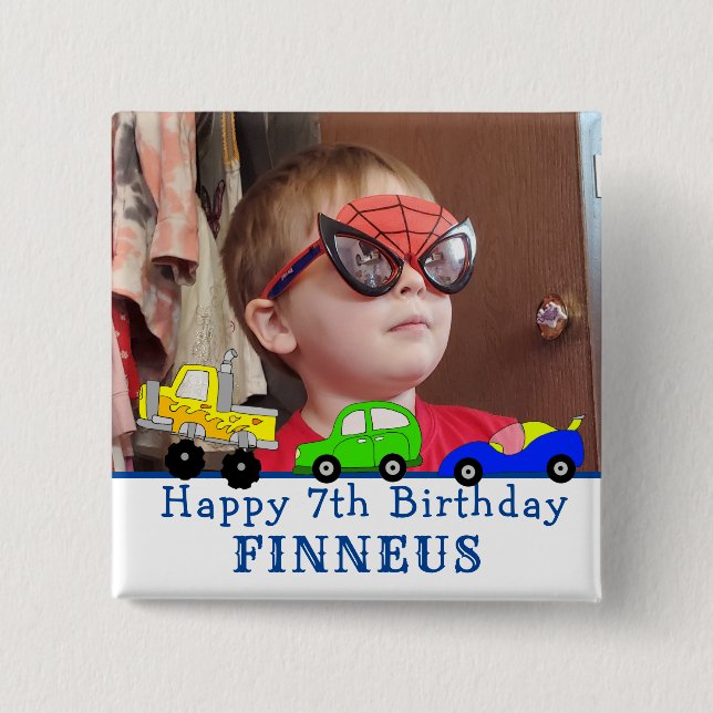 Personalized Happy Birthday Name and Age    2 Inch Square Button (Front)