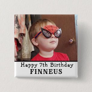 Personalized Happy Birthday Name and Age 2 Inch Square Button
