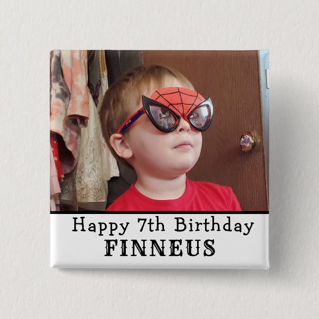Personalized Happy Birthday Name and Age   2 Inch Square Button (Front)